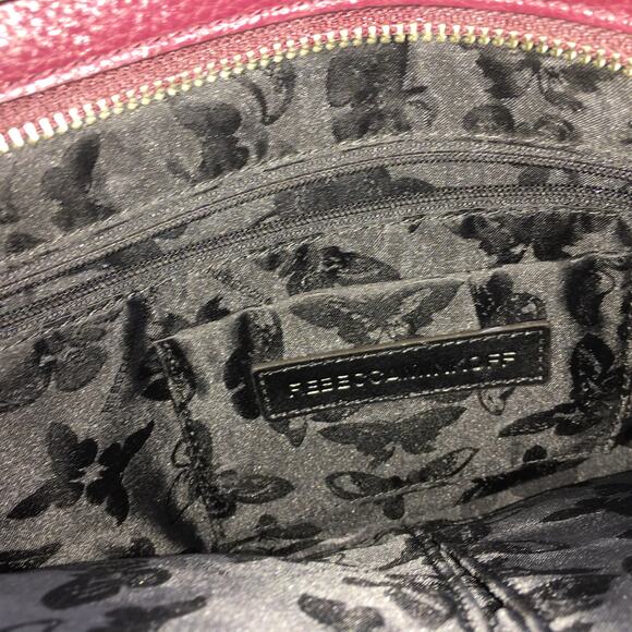 Rebecca Minkoff Fringe Regan Satchel Tote Port Red Leather Purse Handbag Maroon - Picture 11 of 14